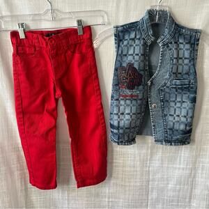 Vintage Red Ape Kids Jeans Size 4/S and Denim Vest Size 26